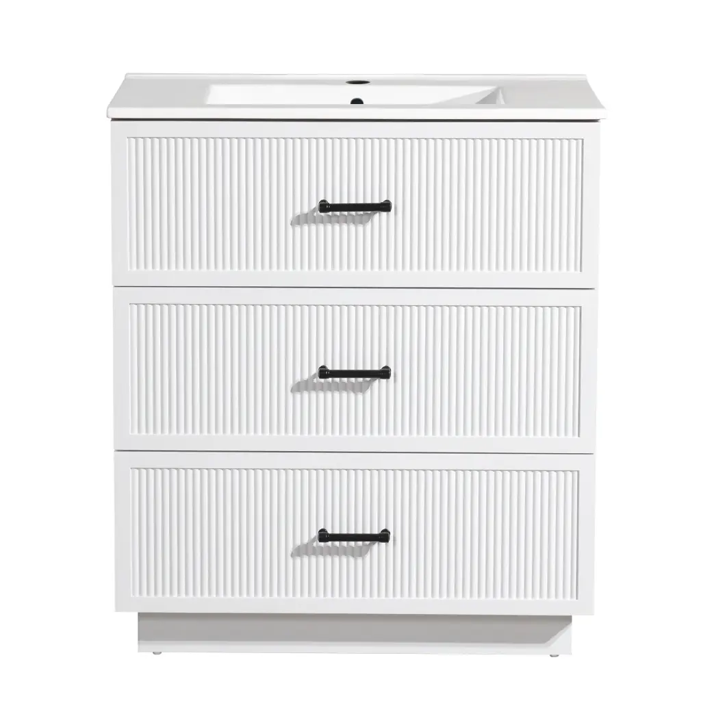 30 Inch Bathroom Vanity Porcelain Sink Bundle Set Modern Freestanding Storage Cabinet like it