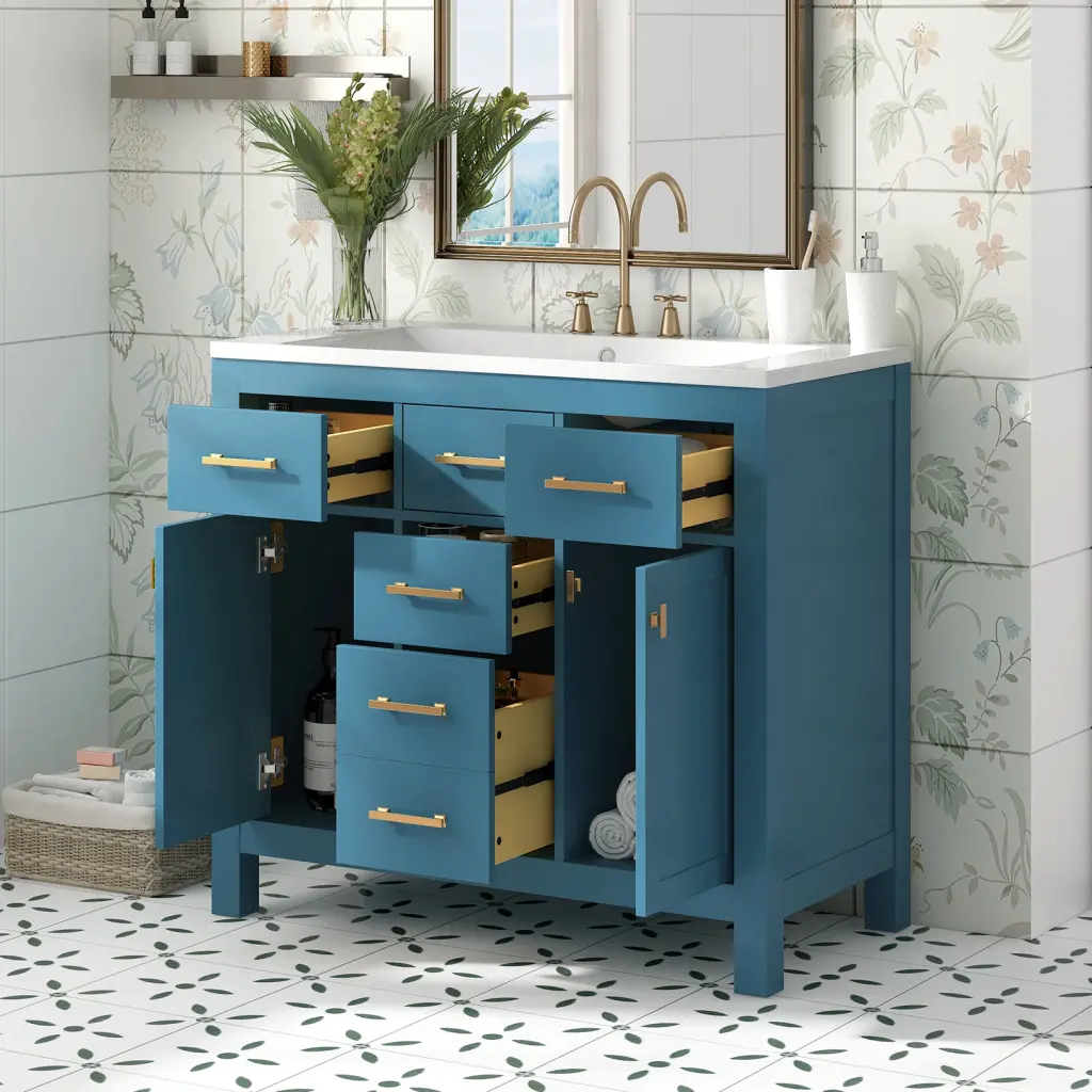 36 Bathroom Vanity Resin Sink Bundle Set Modern Freestanding mrs