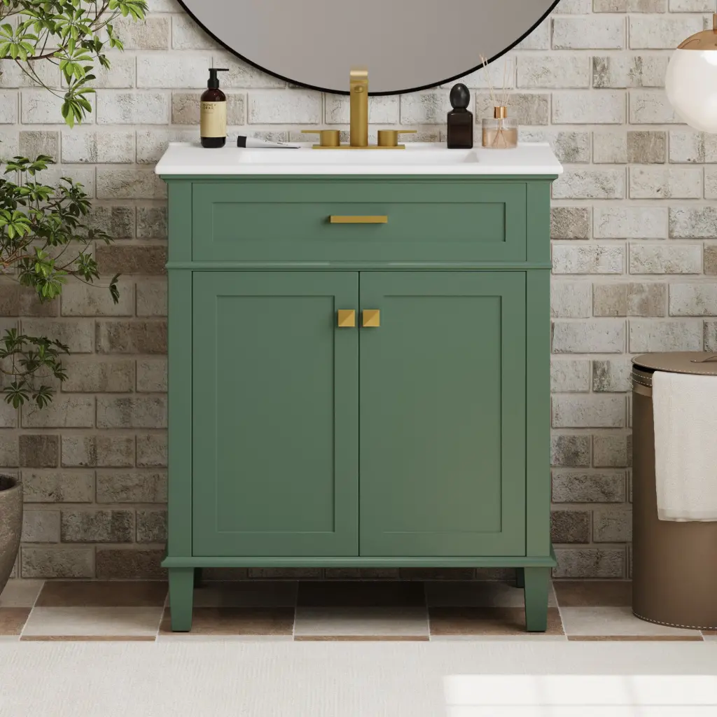 30 Inch Bathroom Vanity Porcelain Basin Soft Close Door Adjustable Storage rnb