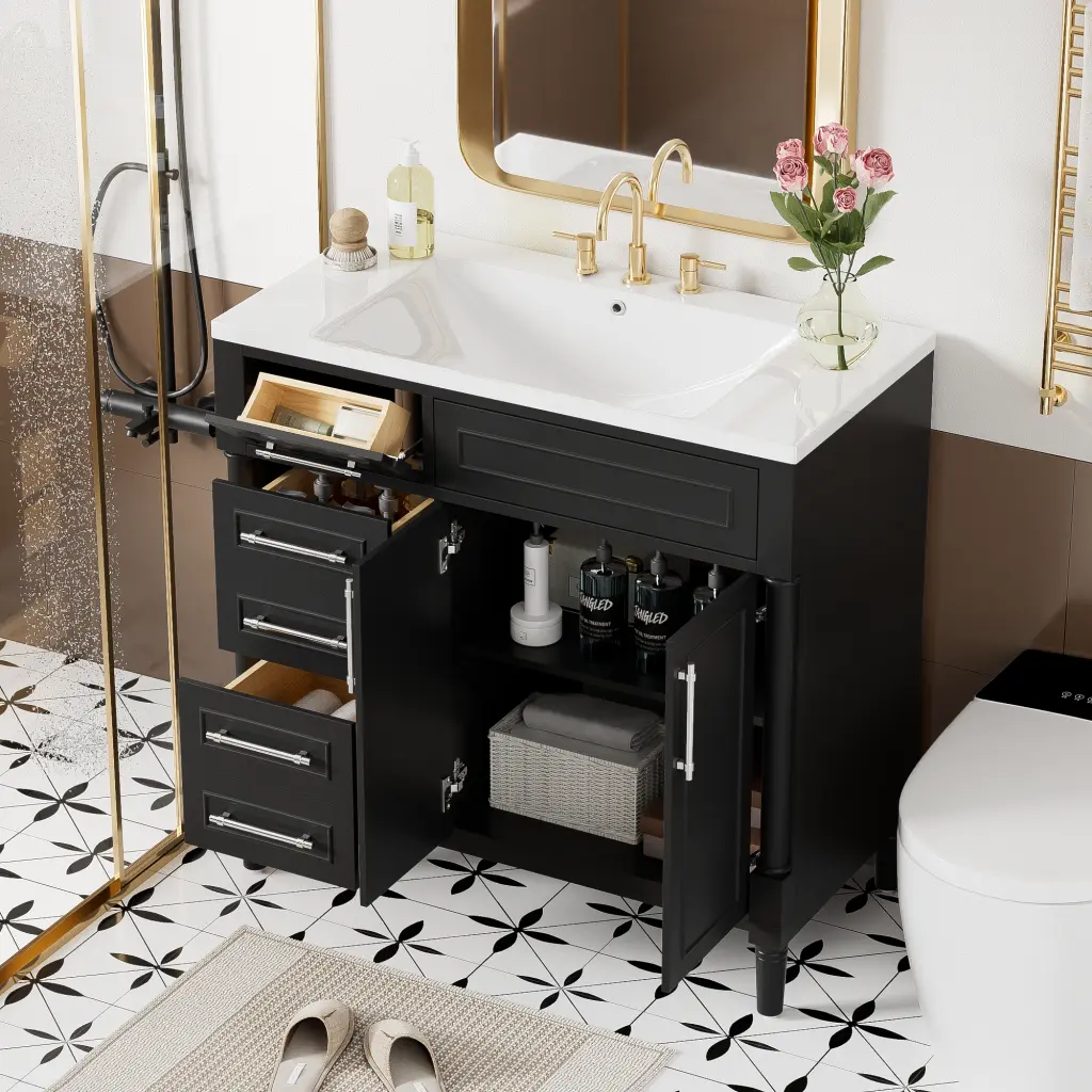 36 Inch Bathroom Vanity Resin Sink, Freestanding Storage Cabinet Bathroom rnb