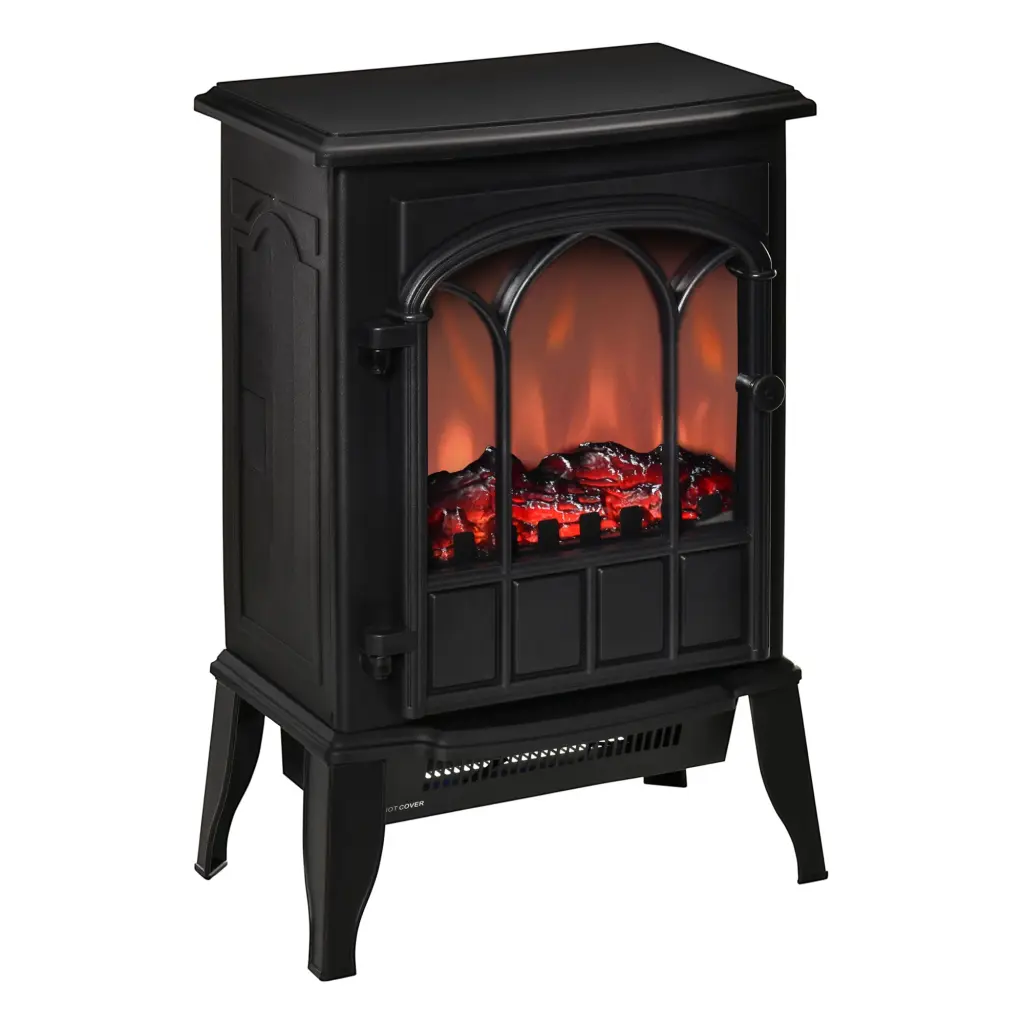 22" Electric Fireplace Stove Freestanding Fireplace Heater Realistic Flames aosom business