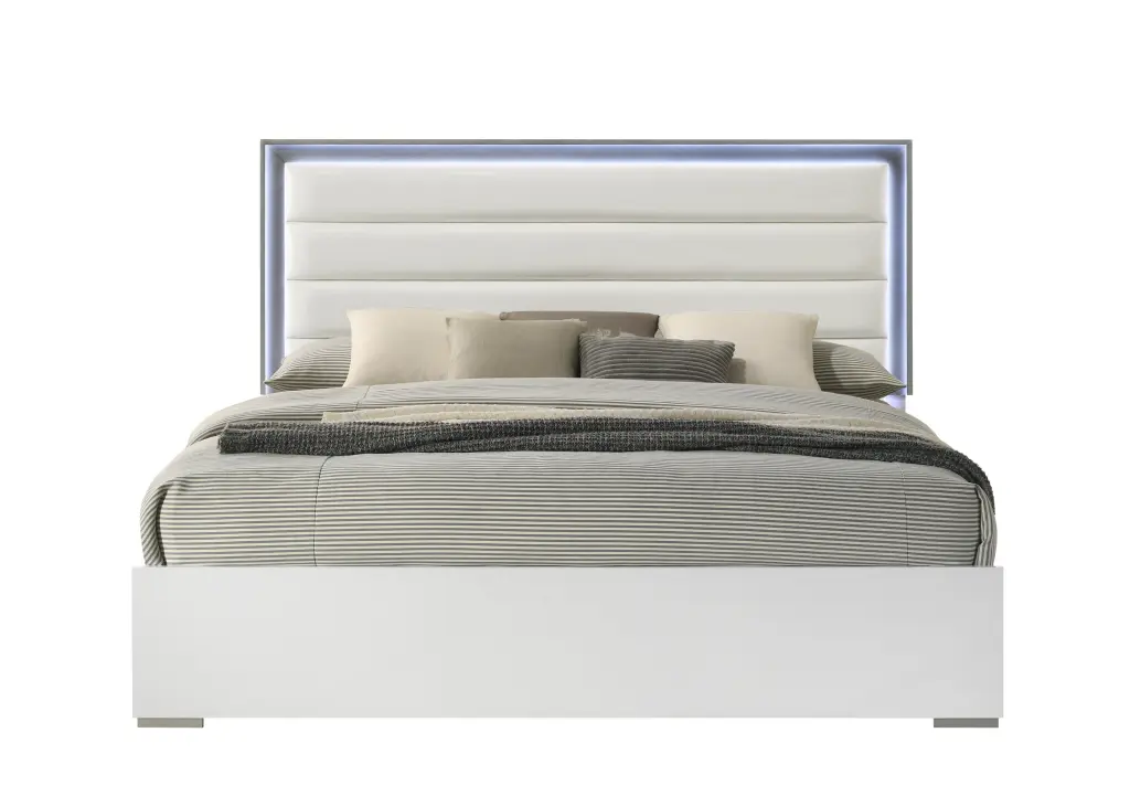 Olivia Contemporary Style Full Bed LED Headboard & Timber Frame galaxy home furnishings