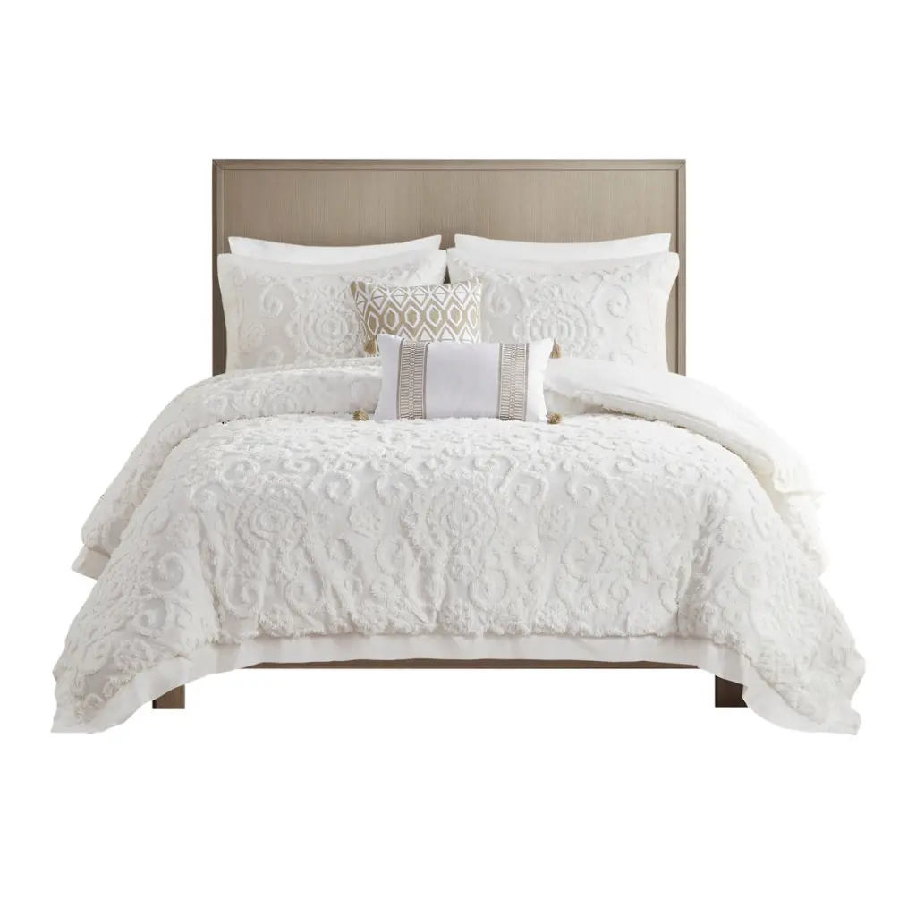 Comforter Mini Set Ivory Full Queen Size Cotton Bedding jla