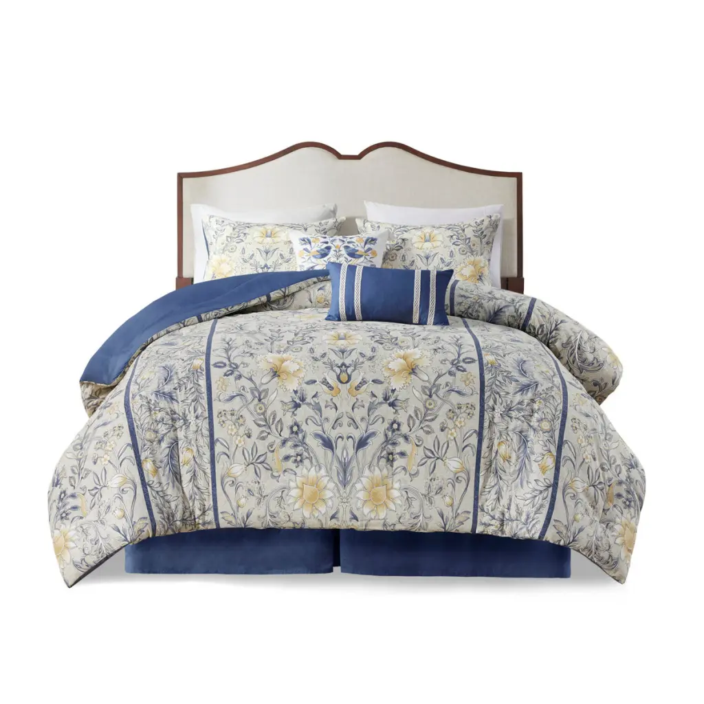 6 Piece Cotton Comforter Set Multi Color Full Size Bed jla