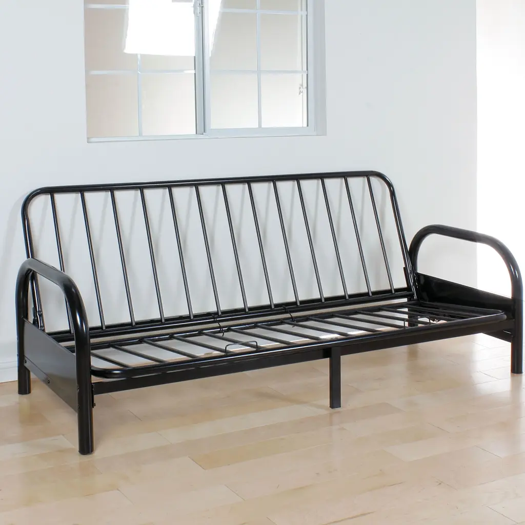 Black Customizable Futon Frame Metal Frame Small Spaces furniture max