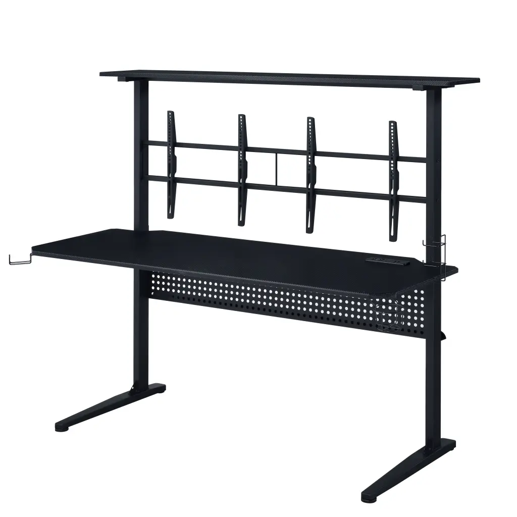 Black Gaming Desk LED Light Industrial Style Primary Living Space Computer Desk furniture max
