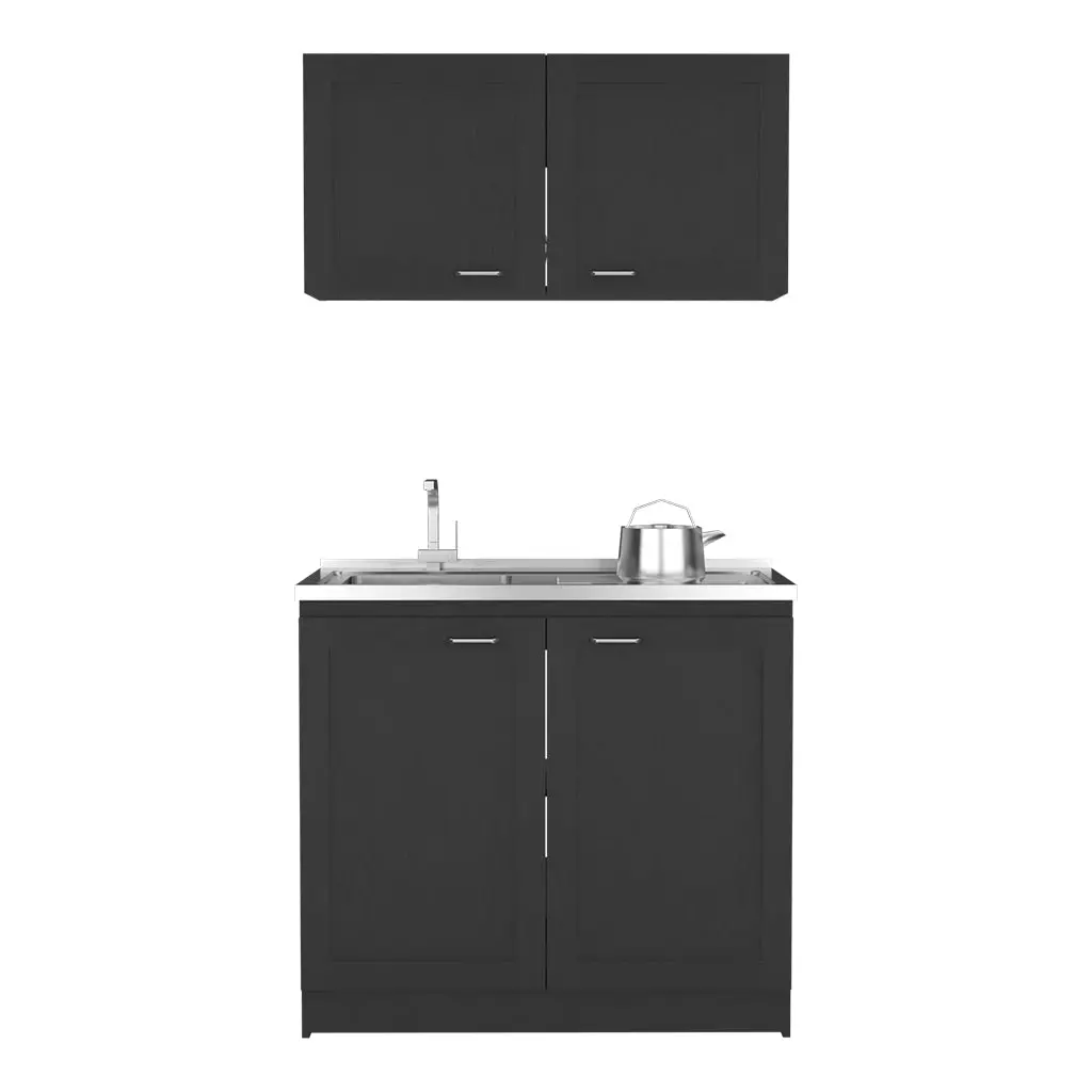 Cabinet Set Zeus Garage Storage Black Particle Board Organizer treevol furniture