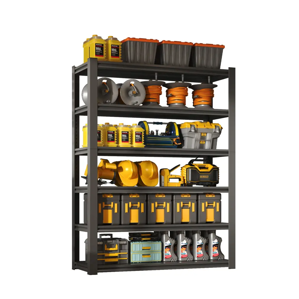 82 Inch 6 Tier Metallic Shelves Heavy Duty Storage Garage Shelving 2400Lbs Capacity makeace steel furniture