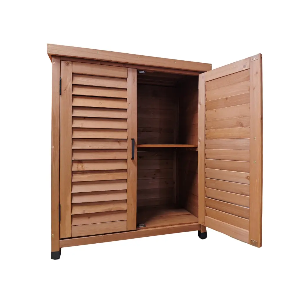 Outdoor Potting Bench Storage Cabinet and Durable Metal Table Top joywood