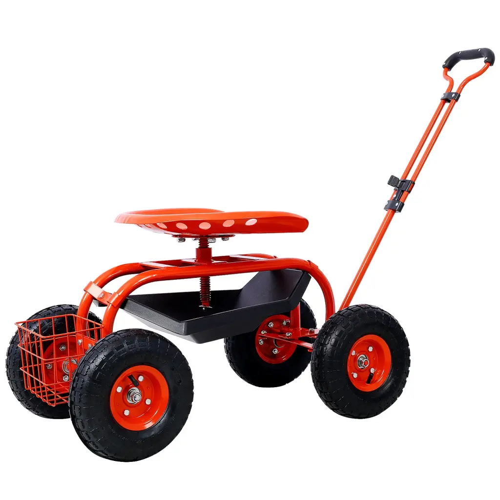 Rolling Garden Scooter Garden Shopping-basket Seat Wheels And Tool Tray 360 Degree g-h