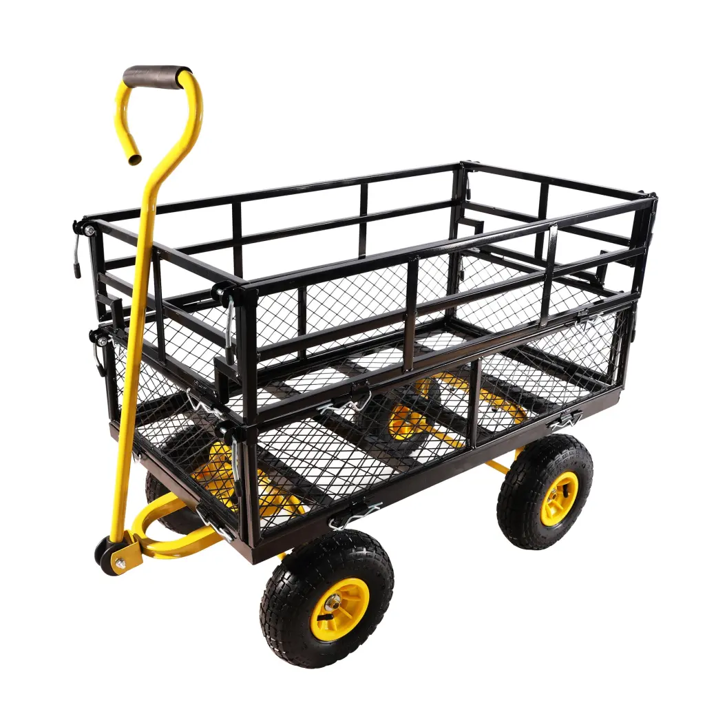 Garden Wagon Shopping Basket Wheels, Heavy-Duty Transport Cart Firewood and Outdoor Use qdxfl