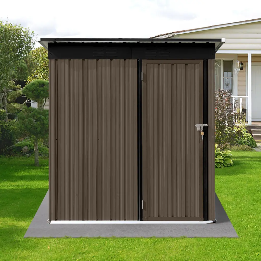5Ft 4Ft Metal Garden Shed Outdoor Storage Brown Black Green storage sheds