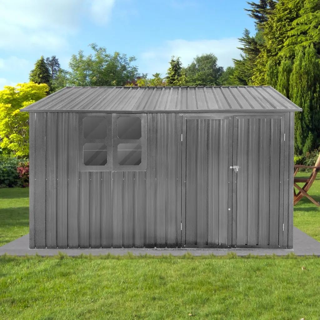 Metallic Garden Sheds 10Ft x 8Ft Outdoor Grey Window Grey Metallic Storage storage sheds