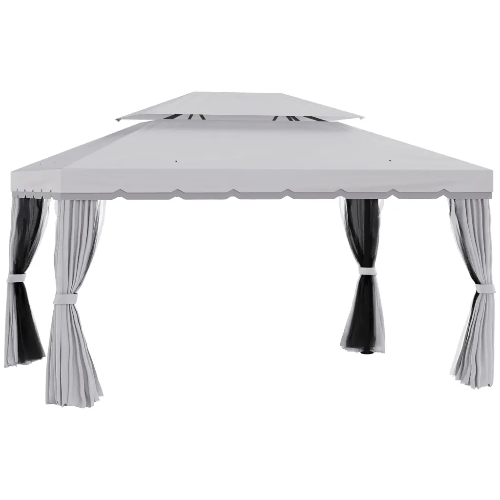 Outsunny 10x13 Patio Gazebo Outdoor Canopy Shelter Netting And Steel Frame aosom business