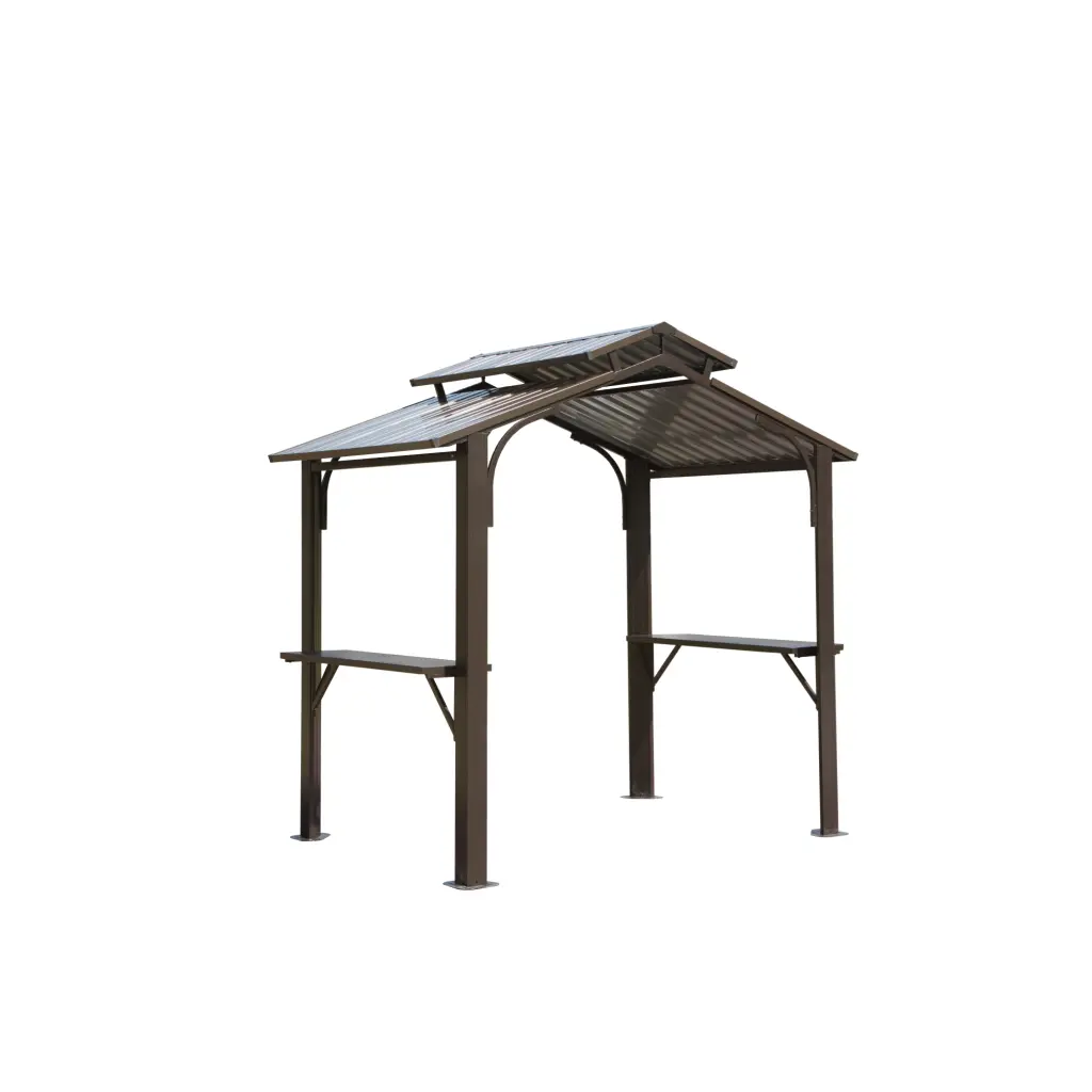 8.5 Ft Hardtop Grill Gazebo Outdoor BBQ Gazebo Galvanized Steel Double Roof crefise patio life