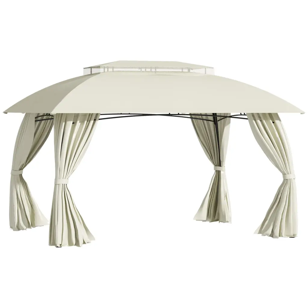 10 X 13 Patio Gazebo Canopy Double Vented Roof Steel Frame Curtains aosom business