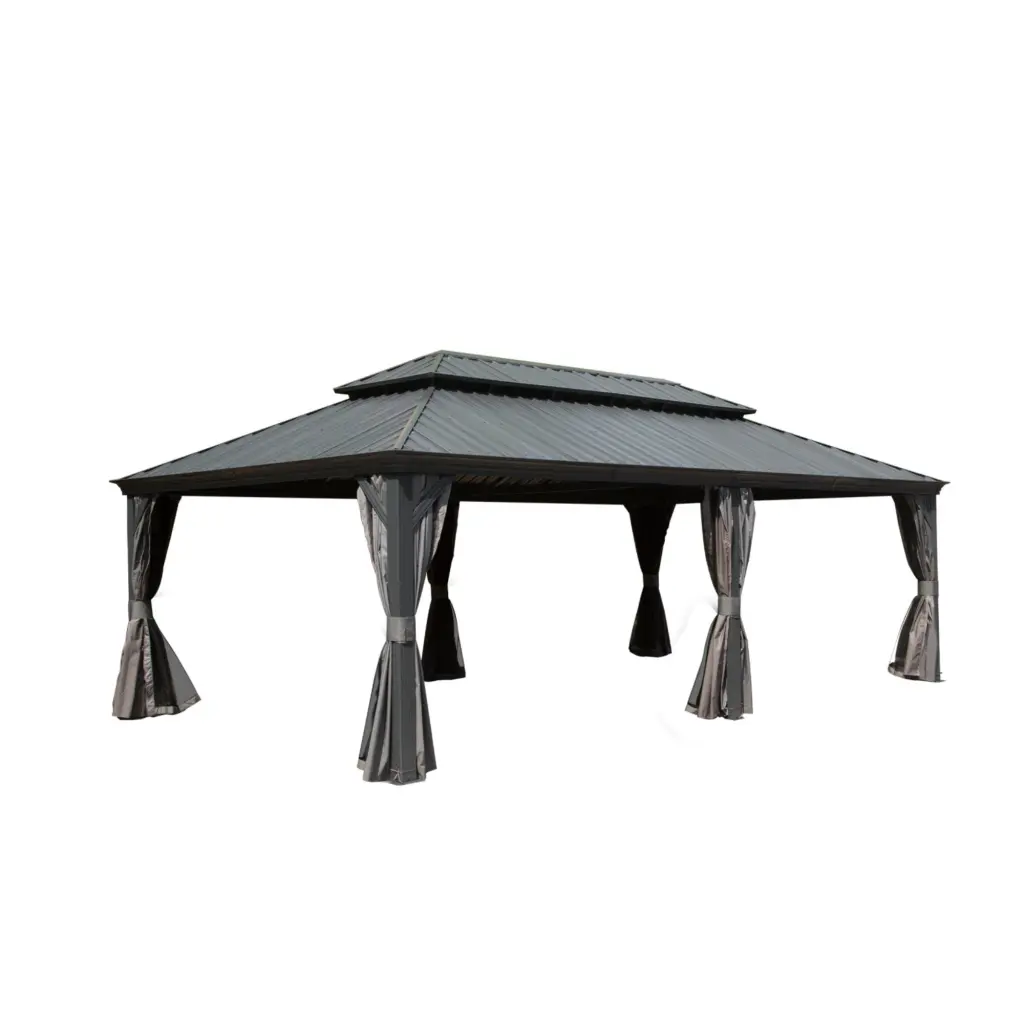 14X22Ft Hardtop Gazebo Galvanized Steel Double Roof Outdoor Patio Cover crefise patio life