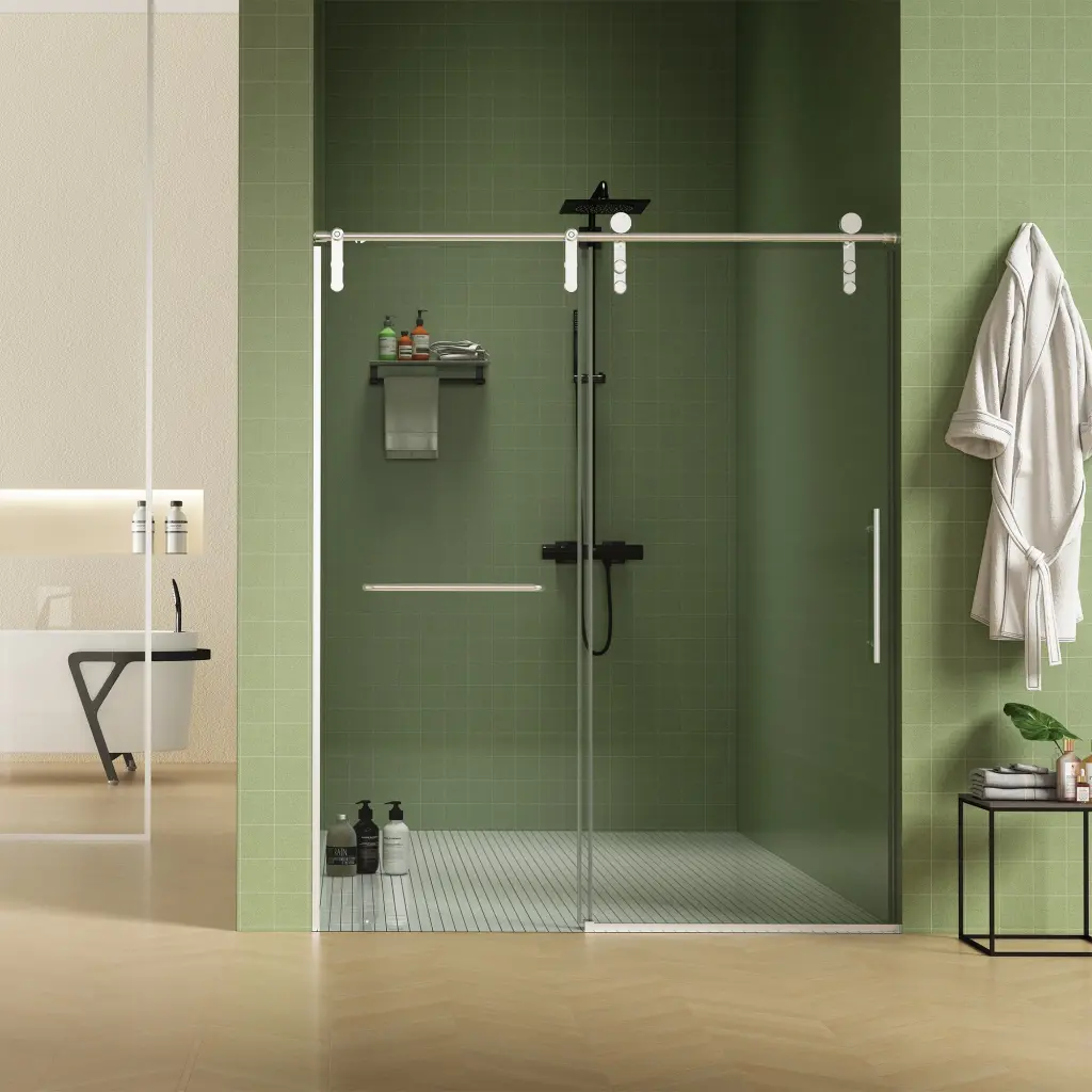 56 60W X 76H Frameless Sliding Luxury 5 16 8mm Thick Tempered Glass Door shower door