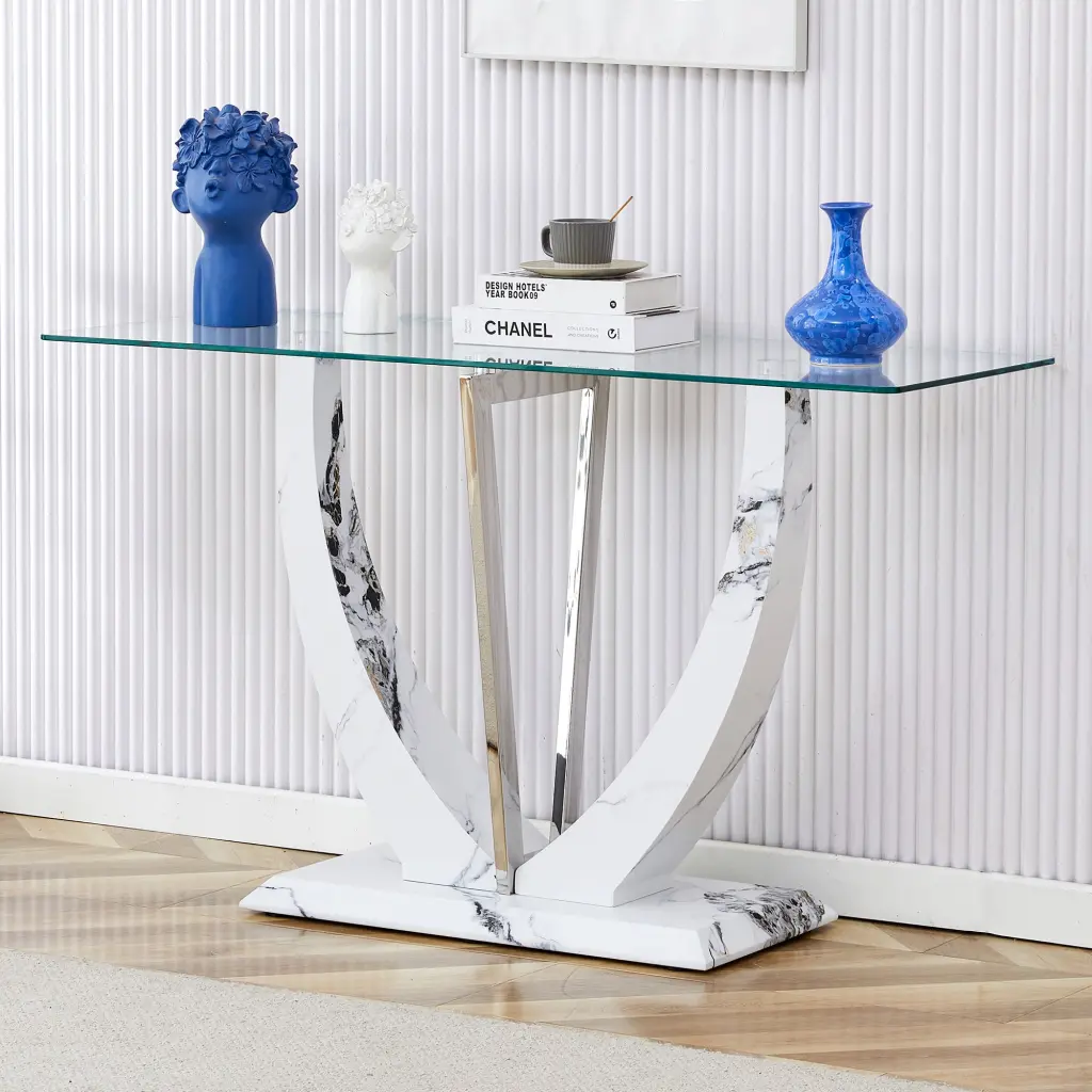 Modern Minimalist Rectangular Glass Table 0.39 Tempered Glass Top droom w-1151