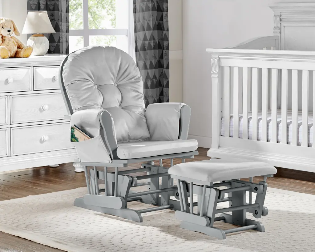 Mason Glider And Ottoman Gray Timber And Light Gray Material Gray Polyester simple living
