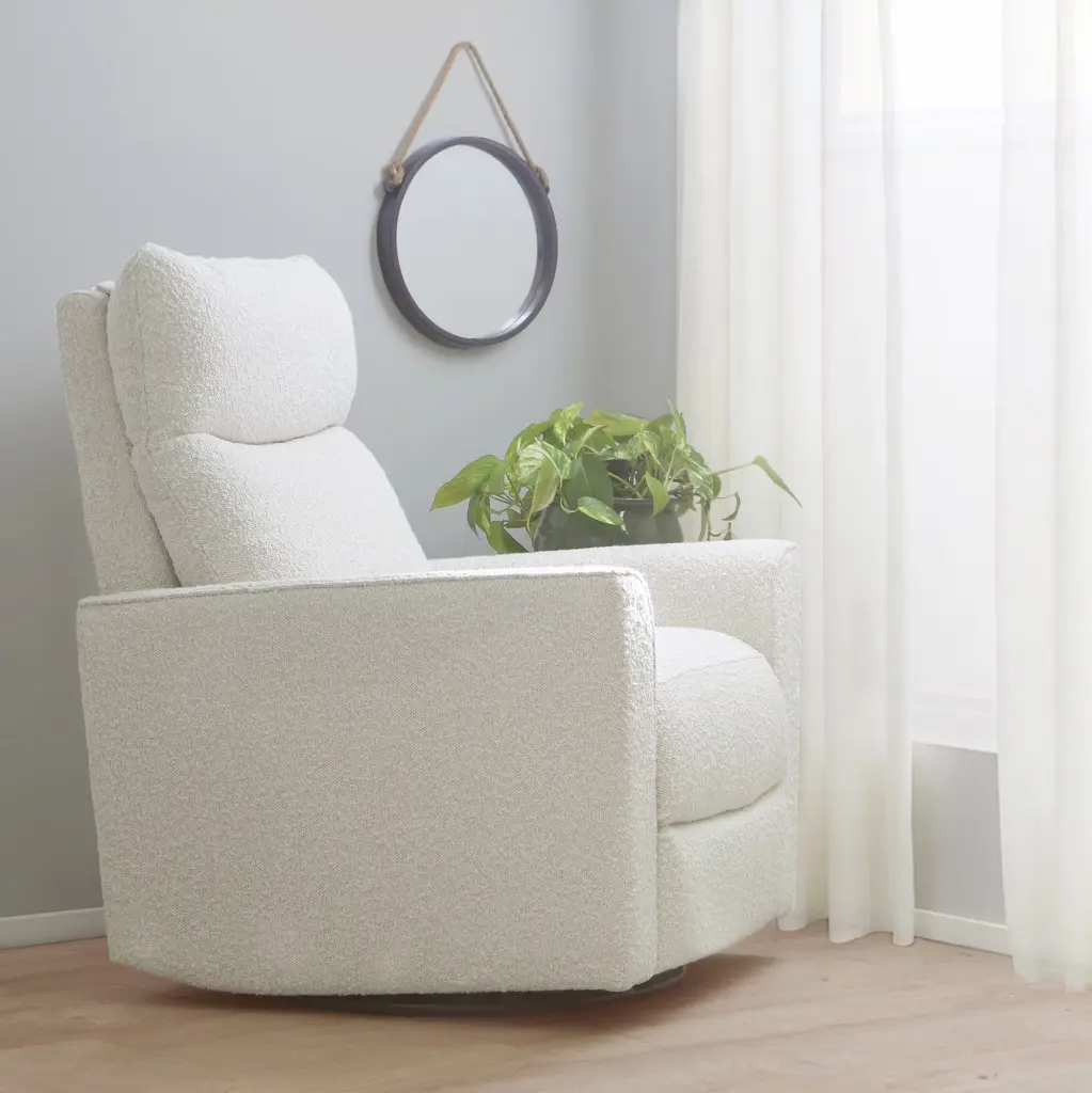 Soho Swivel Glider Chair Cream Boucle Fabric b2714
