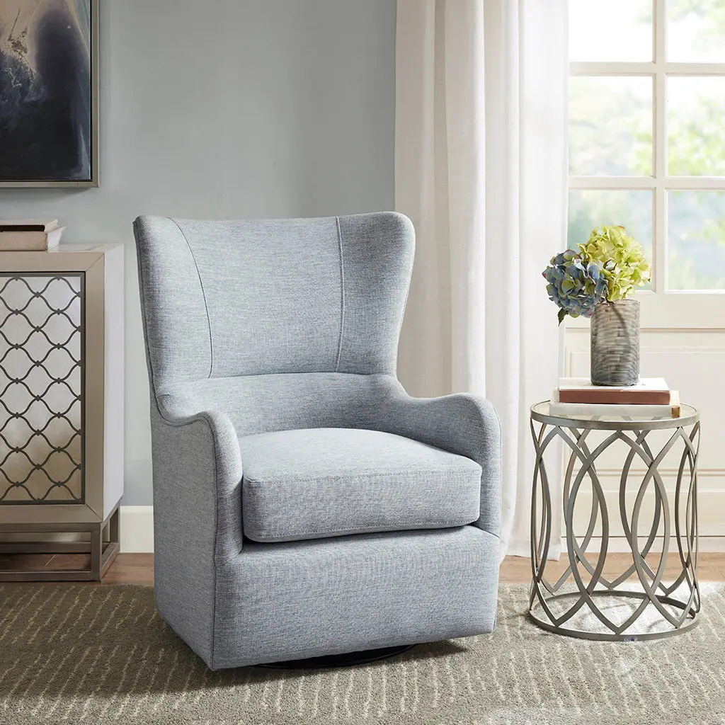 Arianna Swivel Glider Chair Light Blue Solid Wood Nursery Chair jla