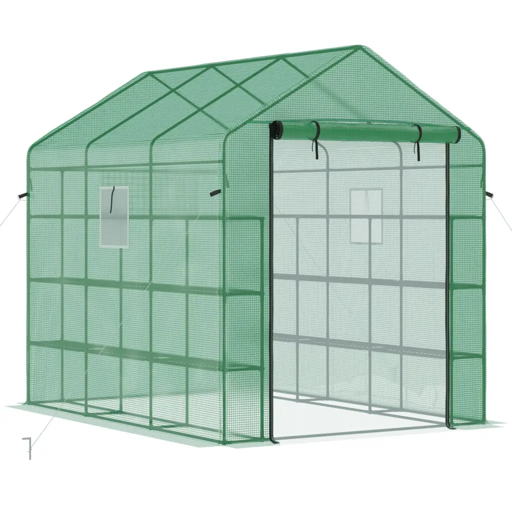 Outsunny 8 X 6 X 7 Walk Greenhouse Mesh Door And Windows Gardening Greenhouse aosom business
