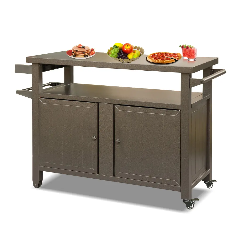 Outdoor Grill Storage Cabinet Wheels, Metal Grill Shopping Basket crefise patio life