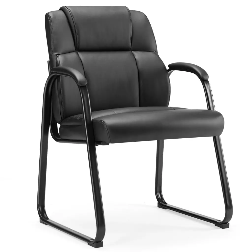 Hide Stationery Guest Chair No Wheels, Comfy Padded Arms And Solid Base w2201