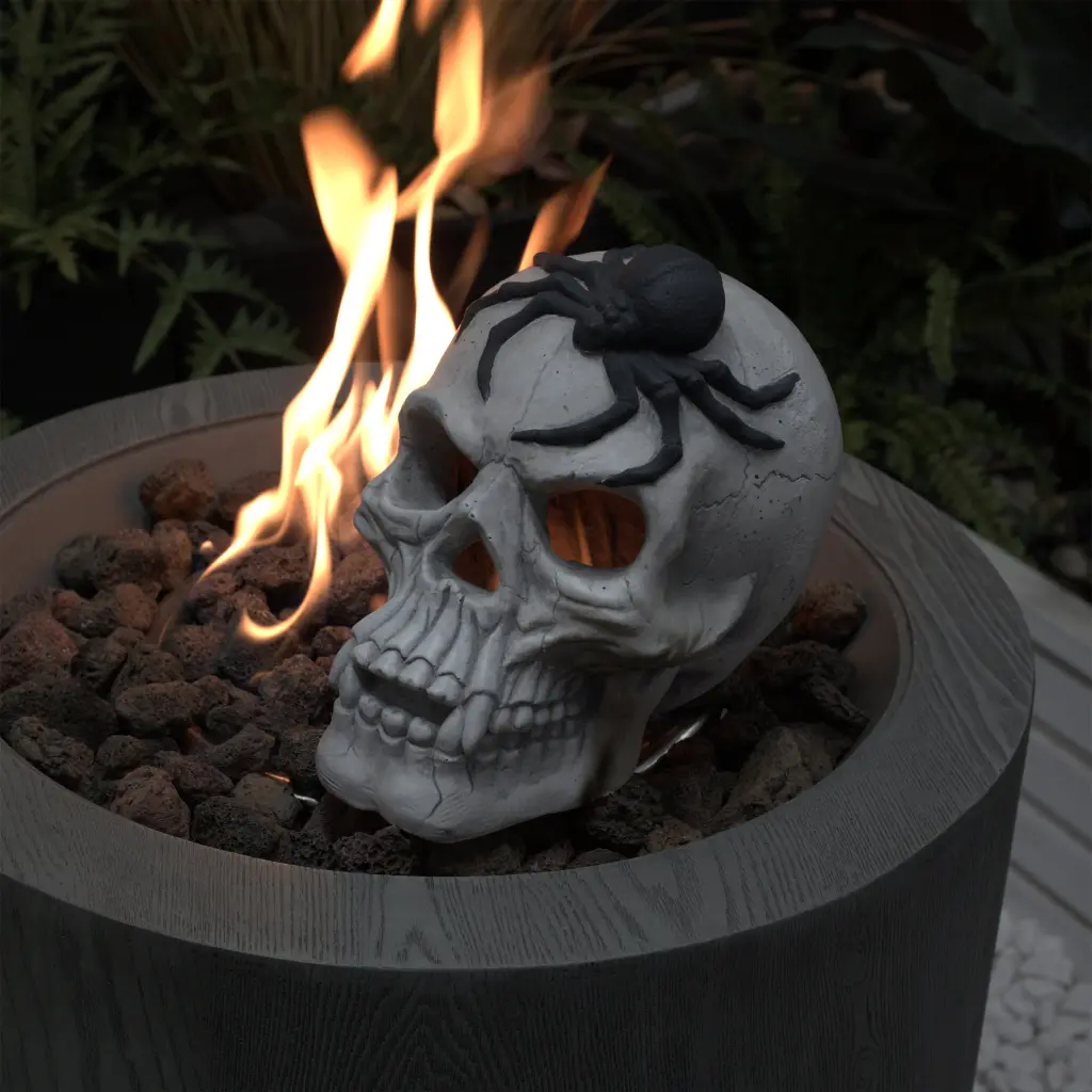 Demon Skull Outdoor Fireplace and Fire Pit Decor Halloween and Gothic Themes elite trade