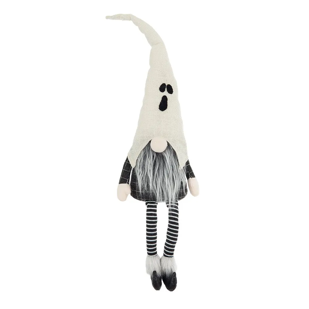 8.3X4X31.5 Inch Sitting Gnome White Ghost Hat Halloween Decor w2078