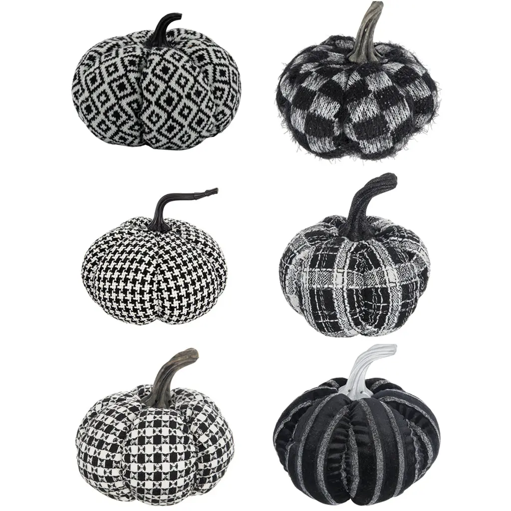 Set 6 Halloween Black and White Pumpkin Decor Holiday w2078