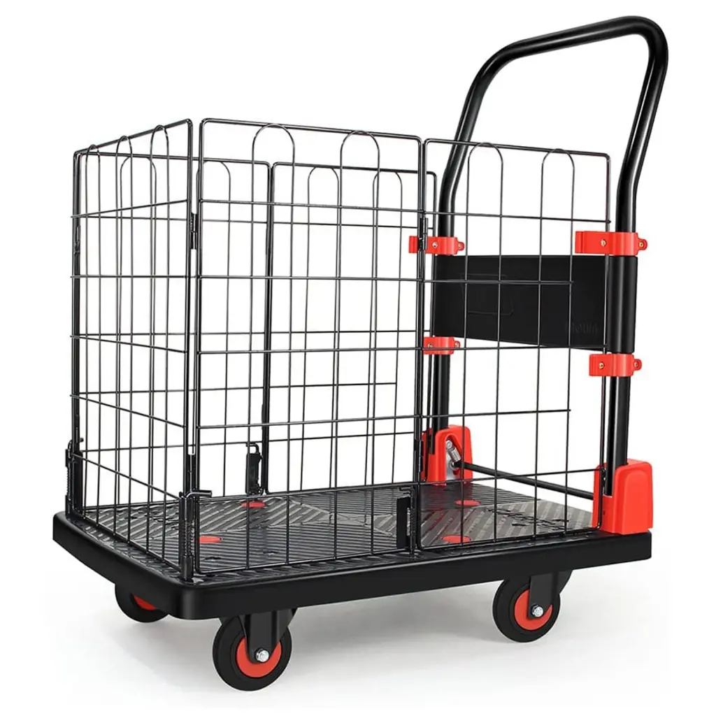 Collapsible Platform Push Hand Truck Shopping Basket Cage 330 Lbs Capacity Heavy Duty urban