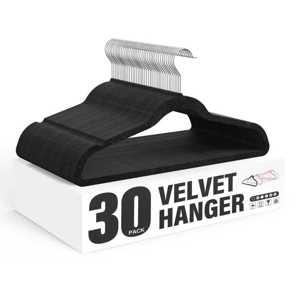 Velvet Hangers 30 Pack Non Slip Clothes Hangers Notches w1134dhs