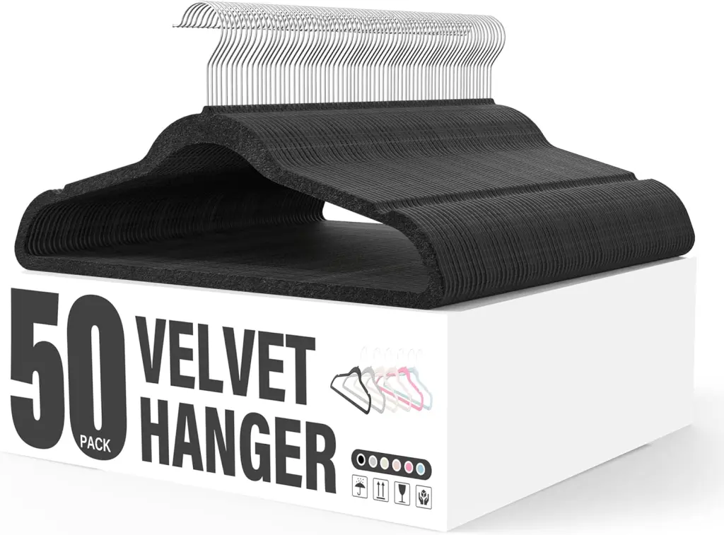 Velvet Hangers 50 Pack Non Slip Clothes Hangers Shoulder Notches w1134dhs