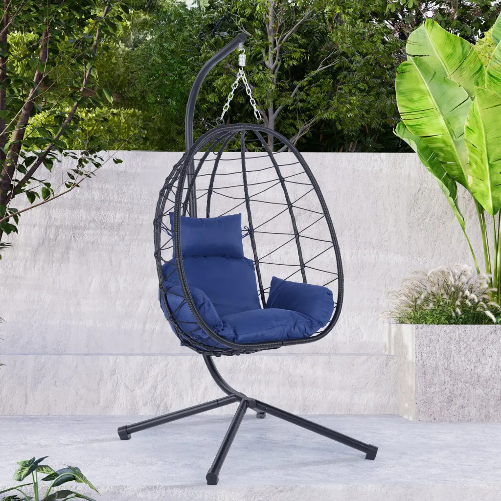 Egg Chair Stand Indoor Outdoor Swing Chair Patio Wicker Hanging Seat deeray store
