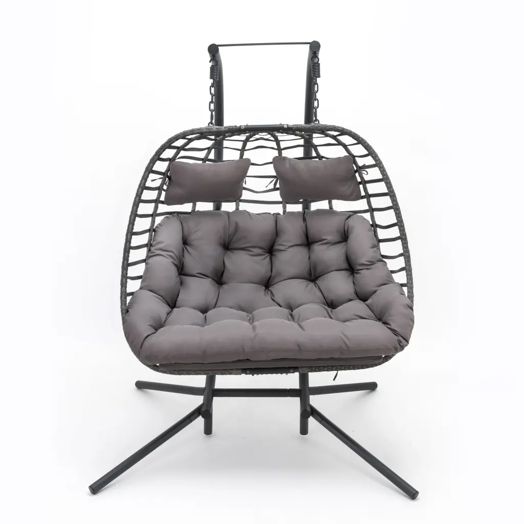 Double Swing Chair Dark Grey Cushion - Antique Dark Grey Alloy Metal Frame sfl store-w349