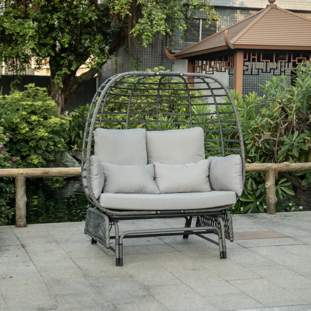2 Person Swing Egg Chair Rocking Glide Frame And Cushion - Outdoor Patio Hanging Chair sfl store-w349