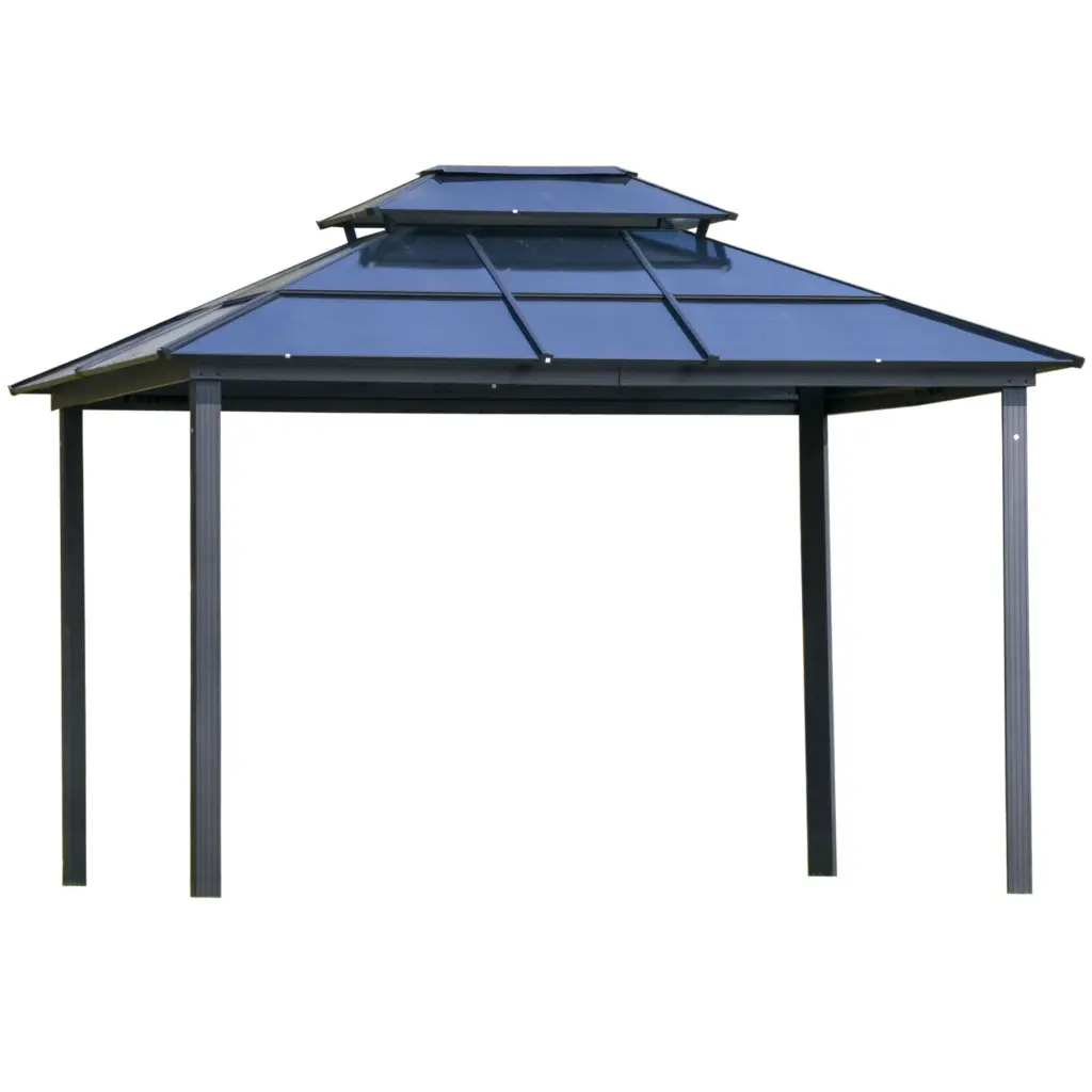 10x12 Hardtop Gazebo Canopy Polycarbonate Double Roof Aluminum Frame aosom business