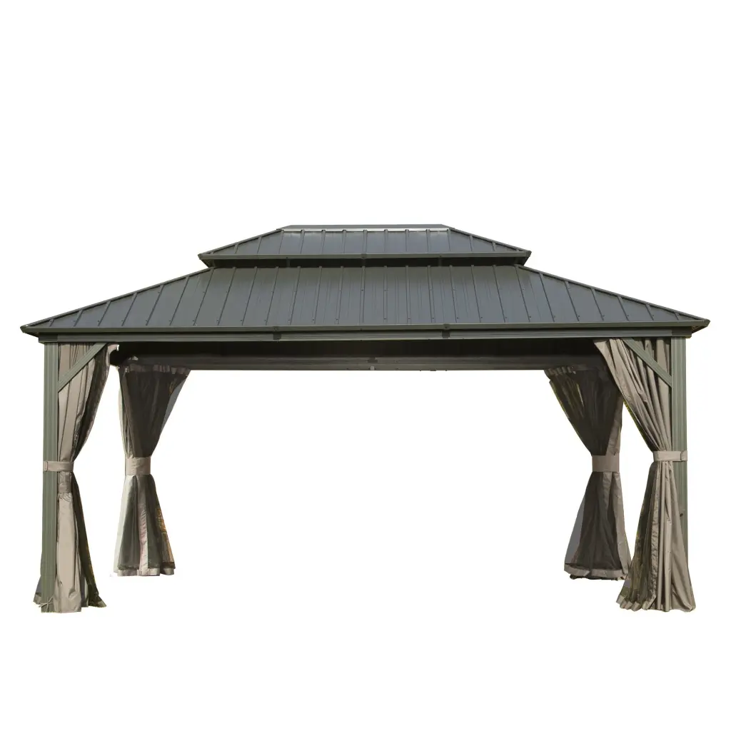 12' x 14' Hardtop Gazebo Aluminum Metal Gazebo Galvanized Steel Frame crefise patio life