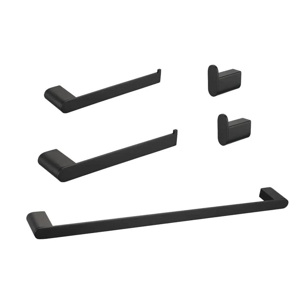 5 Piece Bathroom Hardware Set Matte Black Stainless Alloy Metal w2287