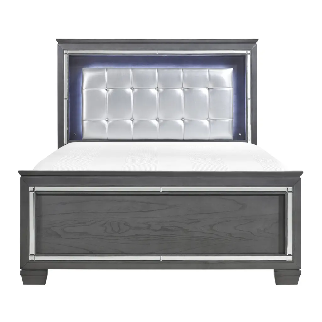 Glamorous Queen Bed Button Tufted Upholstered LED Headboard kanepe