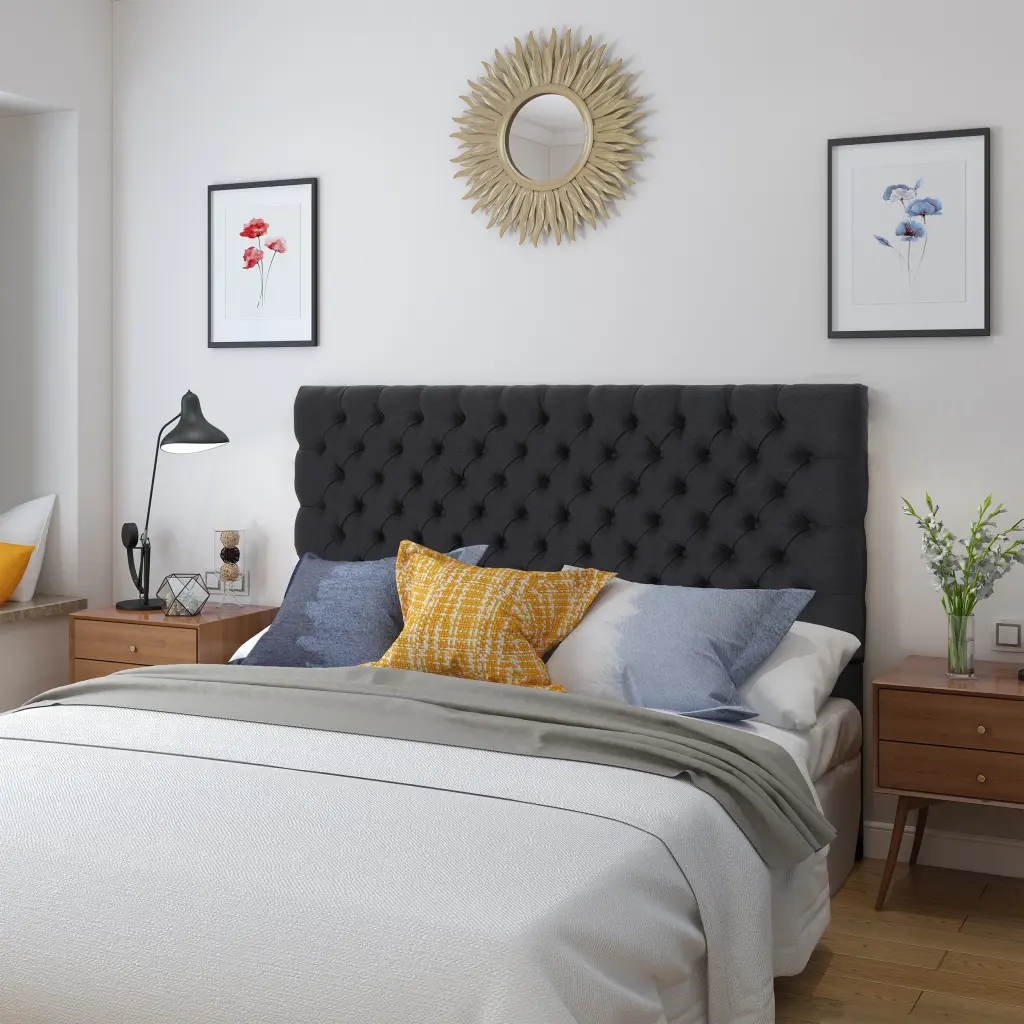 Bierman Headboard Queen Size Charcoal Grey Upholstered Bed Frame nh-sunfay