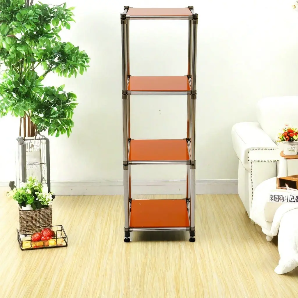 Korean Orange 4 Tier Heavy Duty Stainless Steel Storage Shelving Unit rnb
