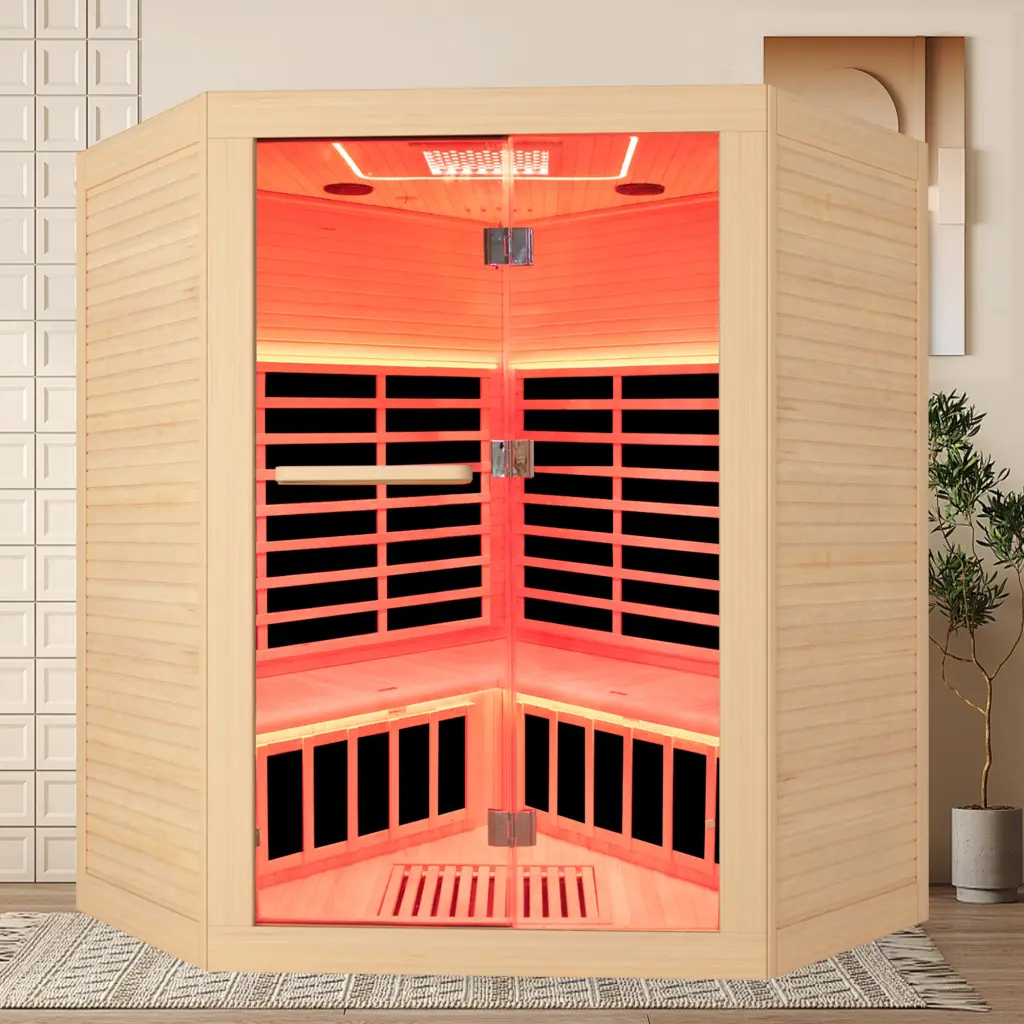 Canadian Hemlock Pentagonal Double Sauna Natural Graphite Bathroom Wooden Sauna Kit hsy sauna