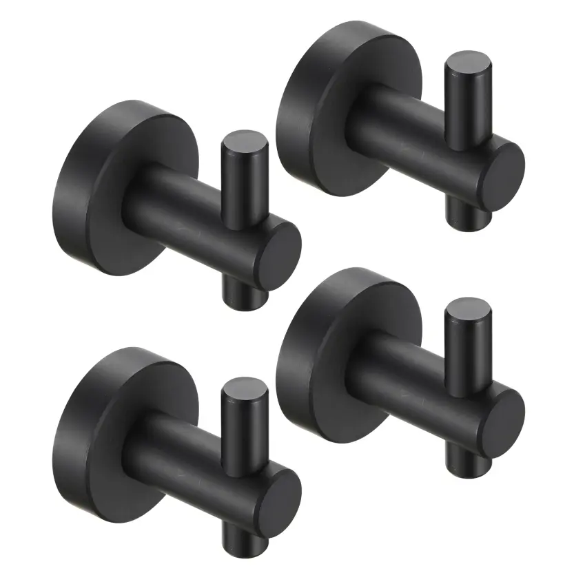 Round Base Wall Hanging Hook 4 Pack Matte Black Screws Home Decor dr sanitary factory direct