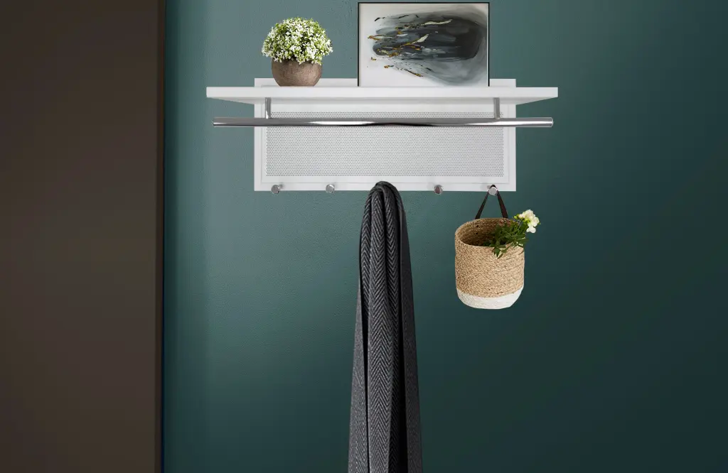 Esyspot White Metal Powder Coating Hook Wall Mounted Shelf new spec furniture
