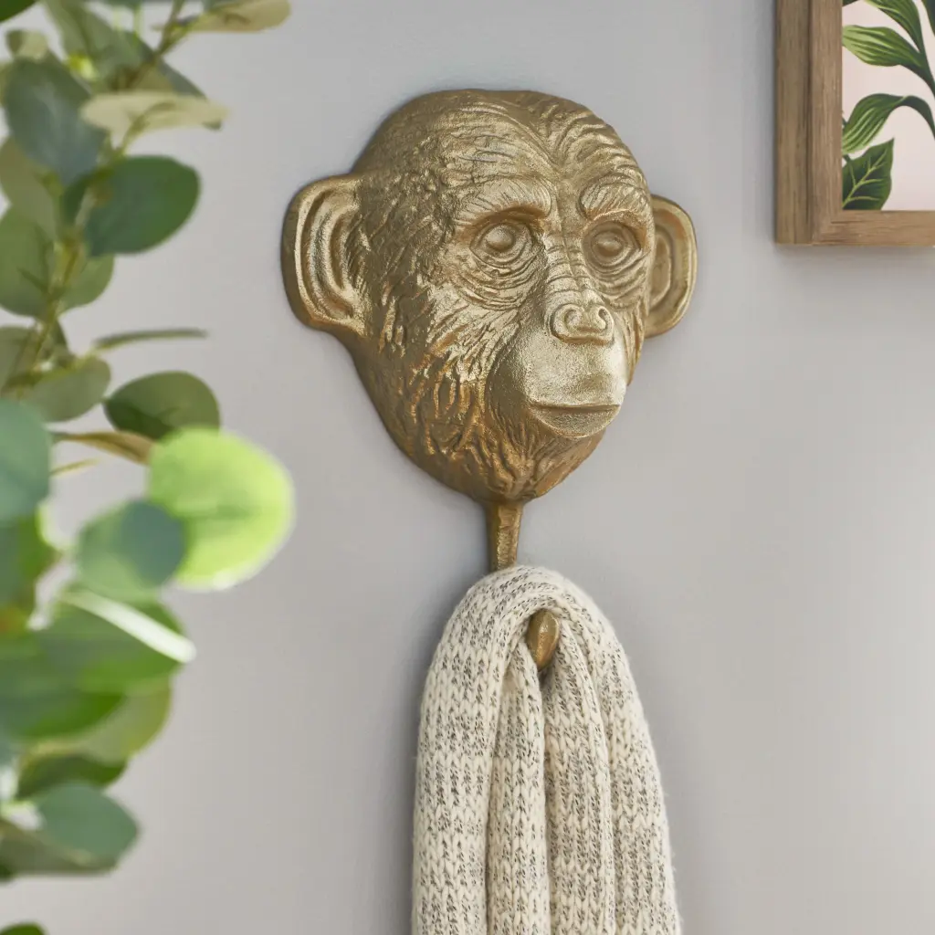 Monkey Hanger Antique Brass Aluminium Coat Hook Wall Mounted nh-perfect home