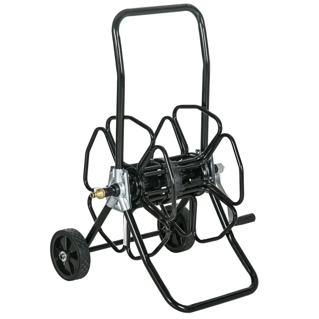 Outsunny Garden Hose Reel Shopping Basket Holds 98 Feet 5 8 Inch Hose Wall Mount aosom business