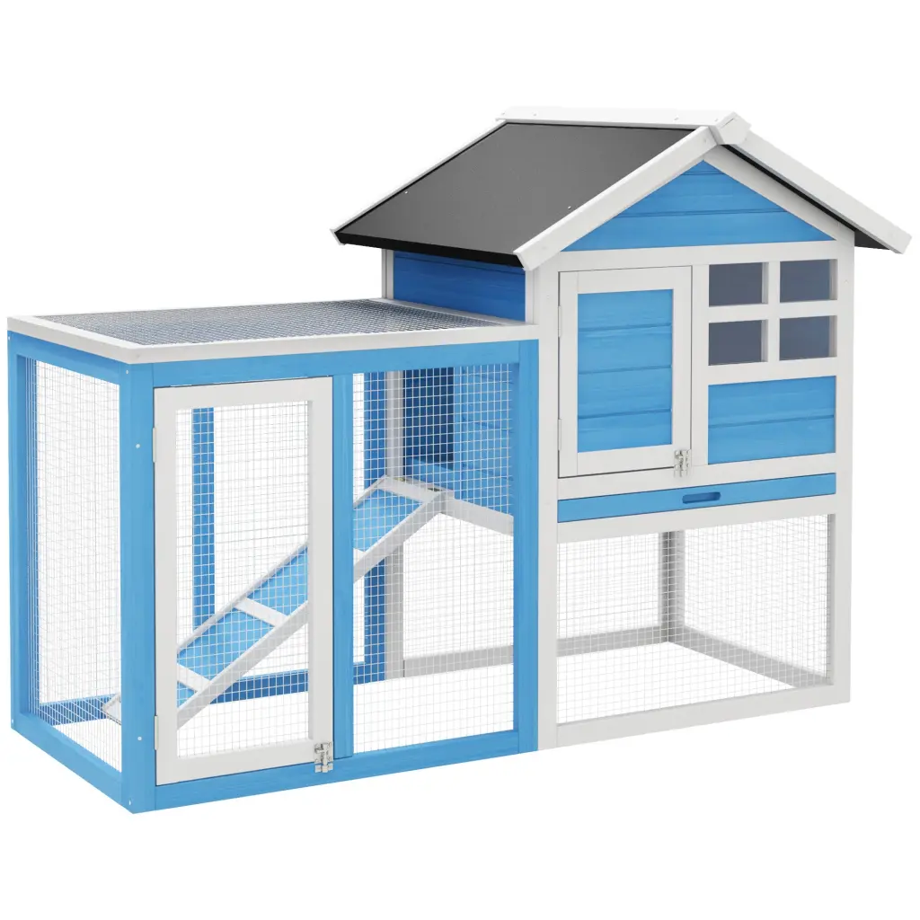 Pawhut 48 Inch Wooden Rabbit Hutch Bunny Cage Waterproof Roof aosom business